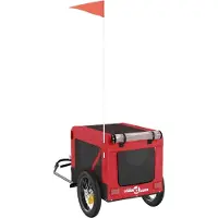 vidaXL Remorque pour vélo Chiens Rouge et Noir Tissu Oxford & Fer