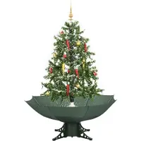 vidaXL Sapin de Noël à neige avec pied de parasol Vert 140 cm