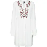 Vero Moda Mina Emb Long Sleeve Short Dress Blanc L Femme