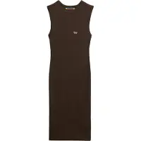 Superdry Femme Robe Moulante Mi-longue Côtelée Marron Taille: 40