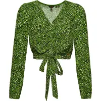 Superdry Vintage Tie Front Long Sleeve Blouse Vert S Femme