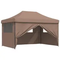 vidaXL Tente de réception pliante Pop-Up avec 4 panneaux latéraux Marron