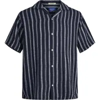Jack & Jones Noto Stripe Resort Short Sleeve Shirt Bleu XS Homme
