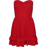 Superdry Femme Coton À Volants Bustier En Dentelle Esprit Années 50 Mini Robe, Rouge - Taille: 38