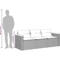 vidaXL Canapé de jardin 3 places avec coussins Beige Poly Rattan