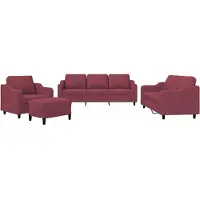 vidaXL Ensemble de canapés 4 pièces avec coussins vin rouge Tissu