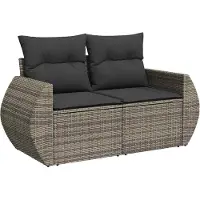 vidaXL Ensemble de canapés de jardin , 8 pièces, 7 places, gris, en résine tressée