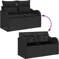 vidaXL Ensemble de canapé de jardin avec coussins 8 pcs noir Poly rotin