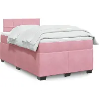 vidaXL Lit boxspring avec matelas rose 120x200 cm velours