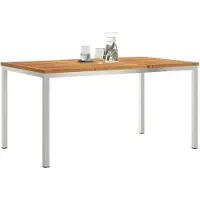 vidaXL Table à manger 150 x 90 x 75 cm en bois d'acacia massif et acier inoxydable