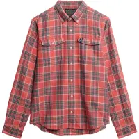 Superdry Merchant Linen Check Long Sleeve Shirt Rouge L Homme