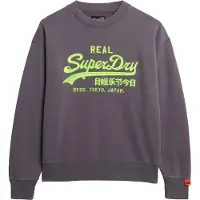 Superdry Femme Pull Ample à col Ras-du-cou Fluo Vintage Logo Grey Taille: 40