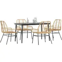 vidaXL Ensemble de salle à manger de jardin 5 pièces verre polyrattan brun
