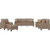 vidaXL Ensemble de canapés 4 pièces avec coussins Cappuccino-Brun Similicuir