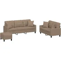 vidaXL Ensemble de canapés 3 pièces avec coussins Cappuccino-Brun Similicuir
