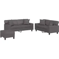 vidaXL Ensemble de canapés 3 pièces avec coussins Gris Similicuir