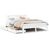 vidaXL Lit en bois massif avec tiroirs blanc 120x200 cm pin