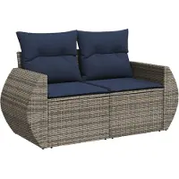 vidaXL Ensemble de 11 canapés de jardin avec coussins, gris, polyrattan