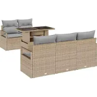 vidaXL Ensemble de canapé de jardin avec coussins 6 pcs Beige et gris clair Poly-Rotin