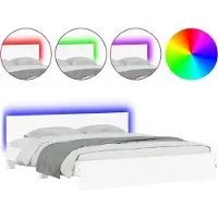 vidaXL Cadre de lit avec tête de lit et éclairage LED blanc 180x200 cm