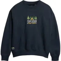 Superdry Femme Sweat Ample ras du cou Travel Souvenir Bleu Marine Taille: 40