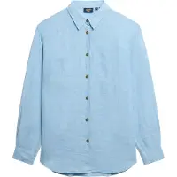 Superdry Casual Linen Boyfriend Long Sleeve Shirt Bleu M Femme