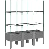 vidaXL Jardinière avec treillis Gris clair 120x40x142,5 cm PP
