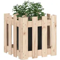 vidaXL Jardinière avec design de clôture 40x40x40 cm pin massif