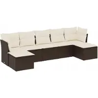 vidaXL Ensemble de salon de jardin 7 pièces avec coussins Marron Poly rotin