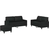 vidaXL Ensemble de canapés 3 pièces avec coussins Noir Similicuir