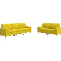 vidaXL Ensemble de canapés 2 pièces avec coussins décoratifs Tissu jaune clair