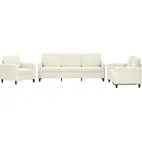 vidaXL 3-pc. Ensemble canapé velours crème