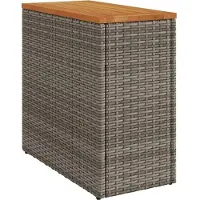 vidaXL Table d'appoint de jardin avec plateau en bois Gris 58x27,5x55 cm Rotin