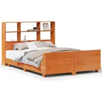 vidaXL Lit en bois massif, sans matelas, en pin brun ciré 160x200