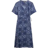 Superdry pour femme. W8011923A Robe midi croisée à imprimé marine (L), Casuel, Viscose, Manche courte