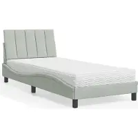 vidaXL Lit avec matelas "Hanko" gris clair 90x190 cm velours