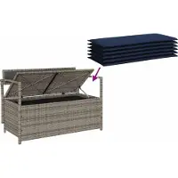 vidaXL Banc de jardin avec espace de rangement et coussins Gris Poly Rattan