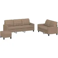 vidaXL Ensemble de canapés 3 pièces avec coussins Cappuccino-Brun Similicuir