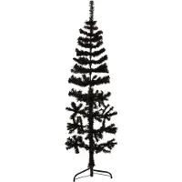 vidaXL Demi sapin de Noël artificiel mince avec support Noir 150 cm