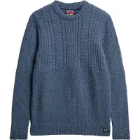 Superdry pour homme. M6110638A Pull tricoté Jacob bleu (XL), Casuel, Acrylique, Durable