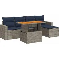 vidaXL Ensemble de salon de jardin 6 pièces avec coussins Gris Poly rotin