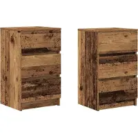 vidaXL Tables de chevet avec 3 tiroirs 2 pcs vieux bois 39x35x65 cm