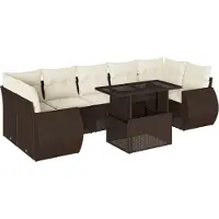 vidaXL Ensemble de jardin canapé 8 pièces avec coussins Marron Poly rotin