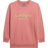 Superdry Femme Robe-sweat à Logo Métallisé Luxe Rose Taille: 38-40