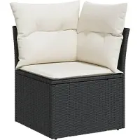 vidaXL Ensemble de salon de jardin 7 pièces avec coussins noir poly rotin