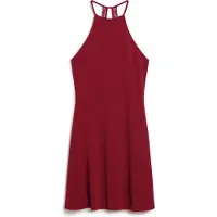 Superdry pour femme. W8011614A Mini robe rouge en maille avec ceinture volantée (M), Casuel, Viscose, Sans manches / bretelles