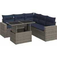 vidaXL Ensemble de salon de jardin 6 pièces avec coussins Gris Poly rotin Acacia