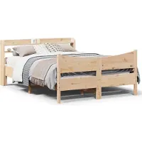 vidaXL Lit en bois massif avec tête de lit 160x200 cm pin
