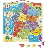 Janod Puzzle France Magnétique 93 pcs (bois) - - Nouvelles régions 2016 - Dès 7 ans