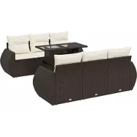 vidaXL Ensemble de salon de jardin 7 pièces avec coussins Marron Poly rotin